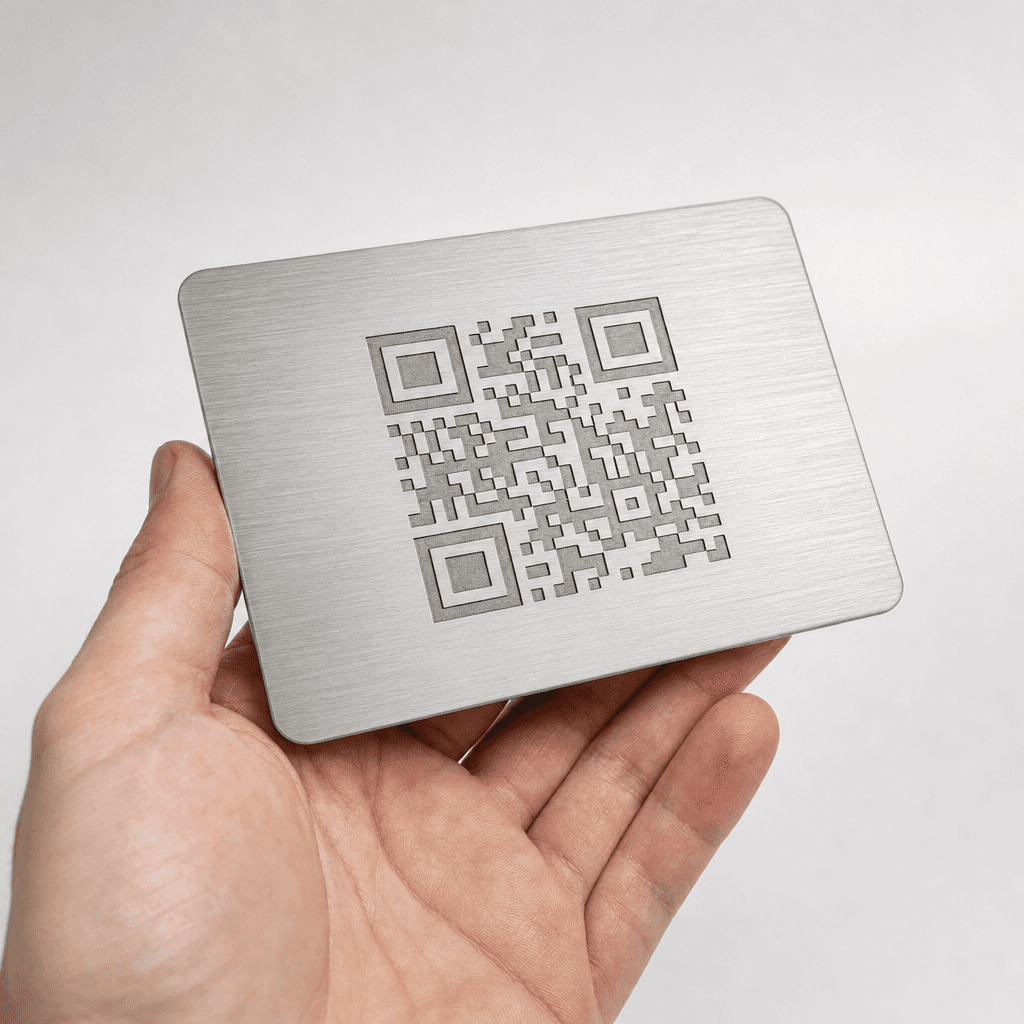 Brushed Steel memorial QR plaque