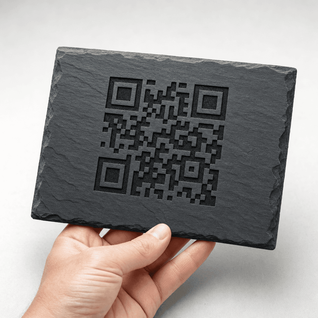 Welsh Slate memorial QR plaque